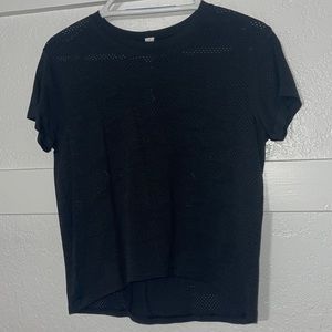 black camo see through cropped lulu tee